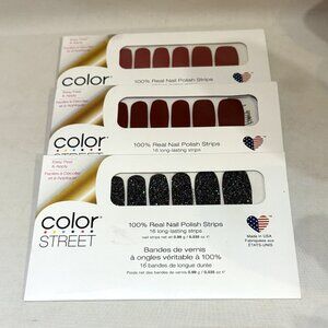 Three Packs of ColorStreet 100% Real Nail Polish Strips Easy Peel & Apply